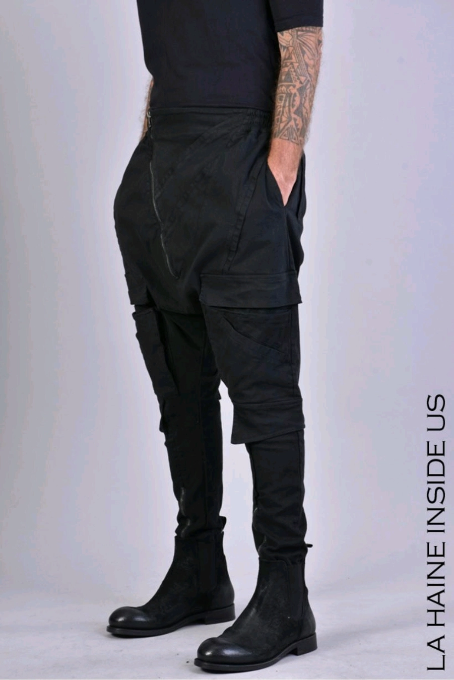 PANTALONE Gabardina Cotone Stretch Nero